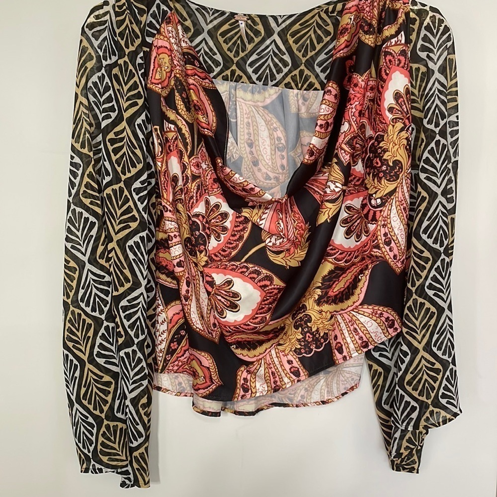 Free People Aleena Printed Blouse Top - Picture 10 of 17